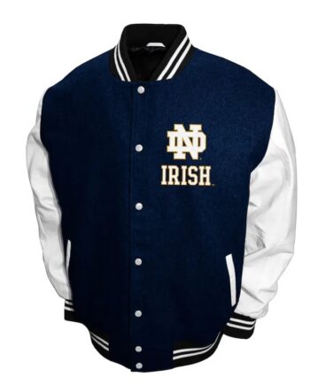 Notre Dame Fighting Irish Graduate Navy and White Varsity Jacket - Modajacket