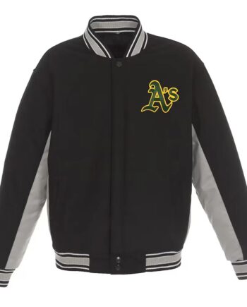 Oakland Athletics Black Gray Varsity Wool Jacket - Modajacket