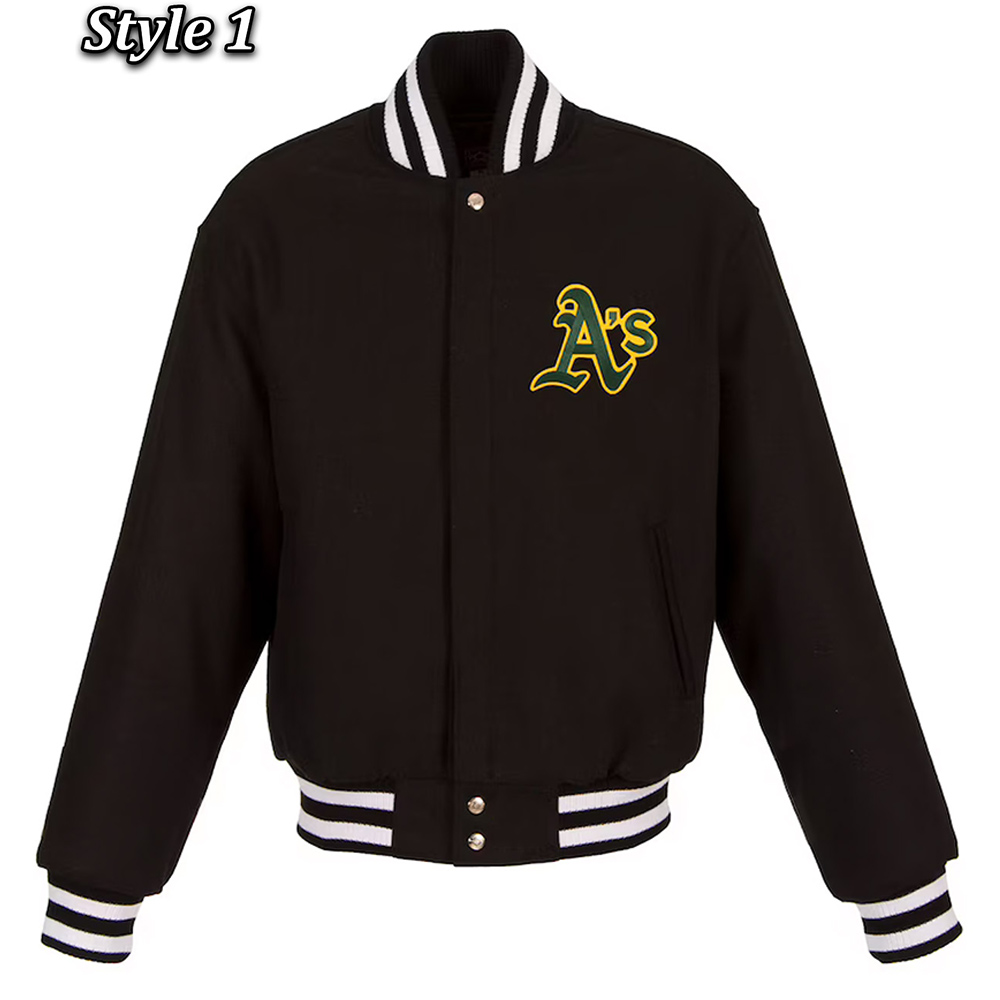 Oakland Athletics Varsity Black Wool Jacket 1 Oakland Athletics Varsity Black Wool Jacket - Modajacket