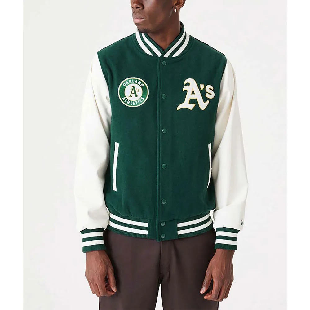 Oakland Athletics Green and White Varsity Jacket 2 Oakland Athletics Green and White Varsity Jacket