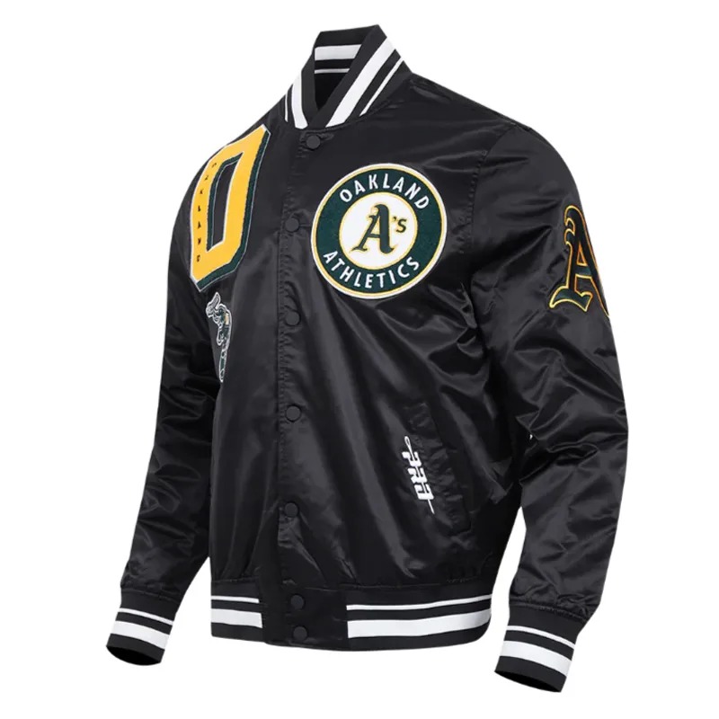 Oakland Athletics Mashup Classic Rib Satin Jacket 2 Oakland Athletics Mashup Classic Rib Satin Jacket