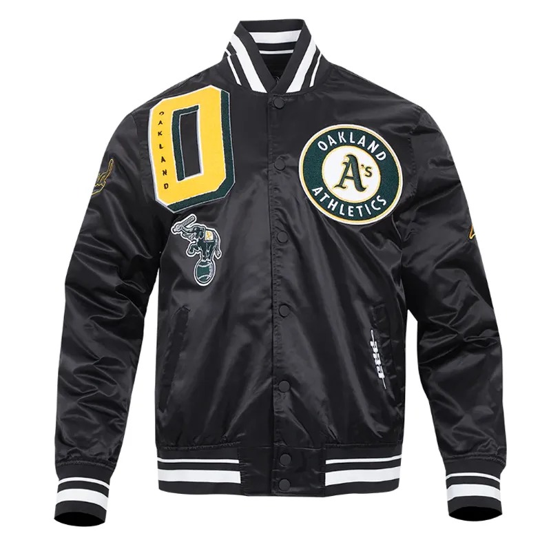 Oakland Athletics Mashup Classic Rib Satin Jacket 1 Oakland Athletics Mashup Classic Rib Satin Jacket - Modajacket