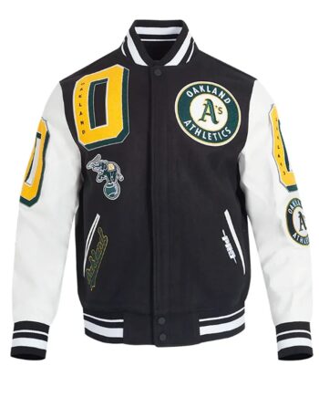Oakland Athletics Mashup Black and White Varsity Jacket - Modajacket