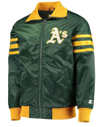 The Captain II Oakland Athletics Green Varsity Satin Jacket - Modajacket