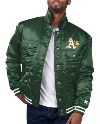 Oakland Athletics Green Silver Tab Trucker Jacket - Modajacket