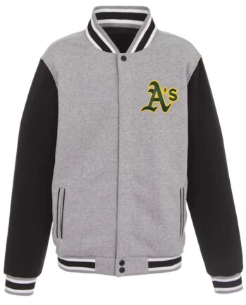 Oakland Athletics Gray and Black Varsity Wool Jacket - Modajacket