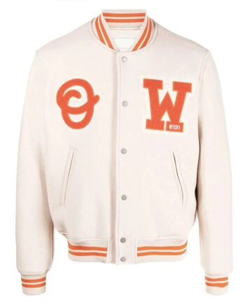 OW Logo-Patch Off-White Varsity Jacket - Modajacket