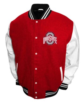 Ohio State Buckeyes Graduate Scarlet and White Varsity Jacket - Modajacket