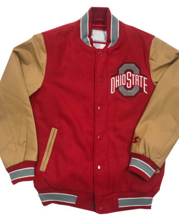 Ohio State Buckeyes Varsity Red and Beige Jacket - Modajacket