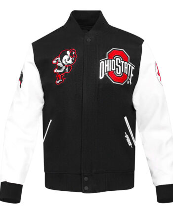 Classic Ohio State University Black and White Varsity Jacket - Modajacket