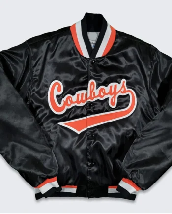 Vintage 90s Oklahoma State Cowboys Black Bomber Jacket - Modajacket