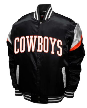 Oklahoma State Cowboys Black Satin Varsity Jacket - Modajacket