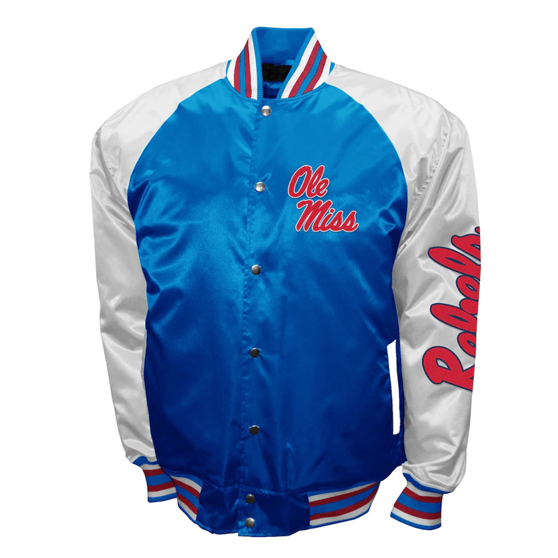 Ole Miss Rebels Powder Blue Satin Jacket 1 Ole Miss Rebels Powder Blue Satin Jacket - Modajacket
