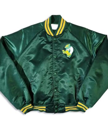 Vintage 80s Oregon Ducks Green Satin Jacket - Modajacket