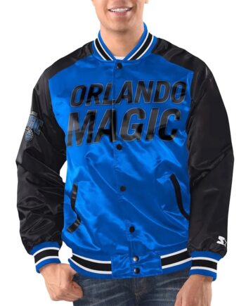 Blue/Black Orlando Magic Renegade Varsity Satin Jacket - Modajacket