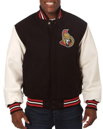 Ottawa Senators Black and White Varsity Full-Snap Jacket - Modajacket