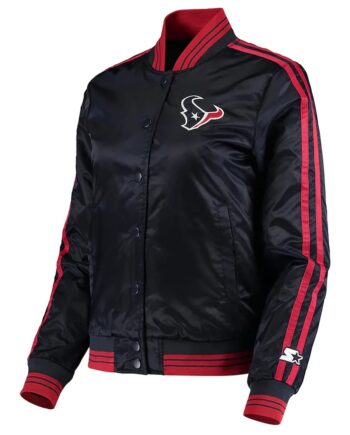 Houston Texans Overtime Varsity Blue Satin Jacket - Modajacket