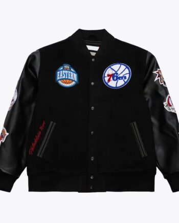 Philadelphia 76ers Black Out Team Logo Varsity Jacket - Modajacket