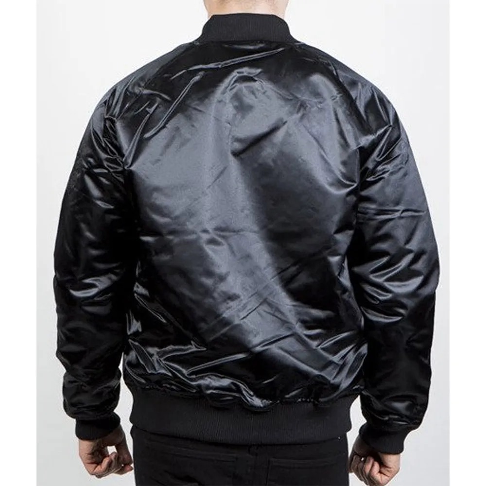 Philadelphia 76ers Black Tonal Satin Jacket 2 Philadelphia 76ers Black Tonal Satin Jacket