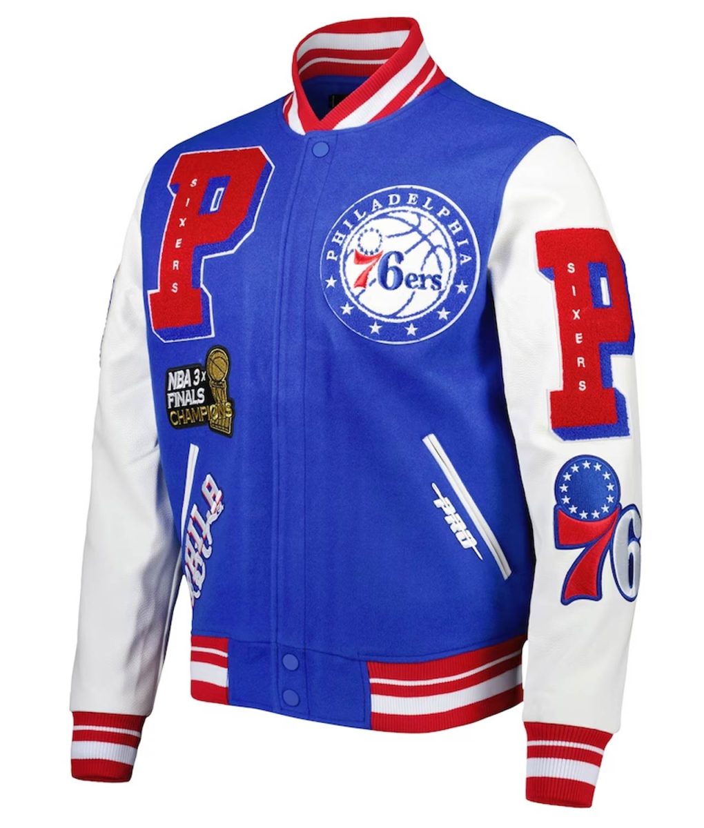 Mash Up Philadelphia 76ers Capsule Royal Varsity Jacket 1 Mash Up Philadelphia 76ers Capsule Royal Varsity Jacket - Modajacket