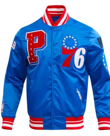 Philadelphia 76ers Mashup Classic Rib Satin Jacket - Modajacket