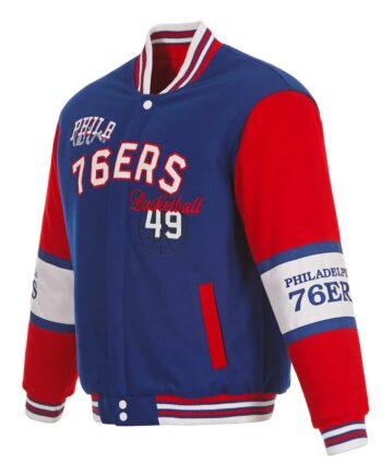 Philadelphia 76ers Royal and Red Varsity Wool Jacket - Modajacket