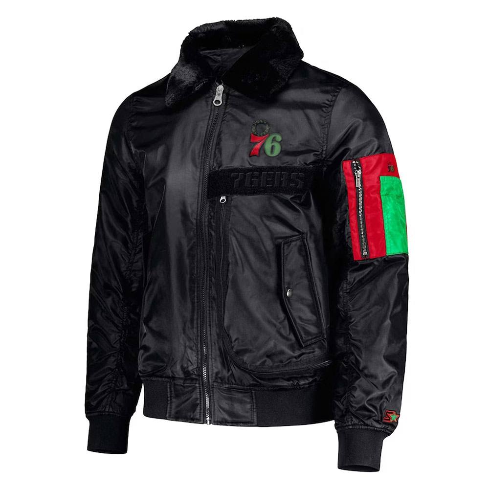 Philadelphia 76ers Ty Mopkins Black Jacket 1 Philadelphia 76ers Ty Mopkins Black Jacket - Modajacket