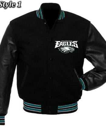 Philadelphia Eagles Black Wool and Leather Jacket - Modajacket