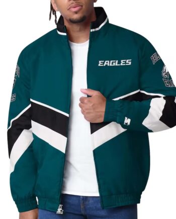 Philadelphia Eagles Captain Midnight Green Varsity Satin Jacket - Modajacket