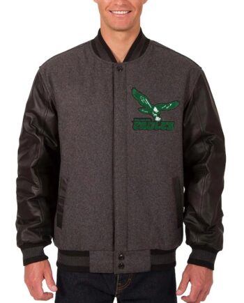 Philadelphia Eagles Varsity Charcoal and Black Jacket - Modajacket