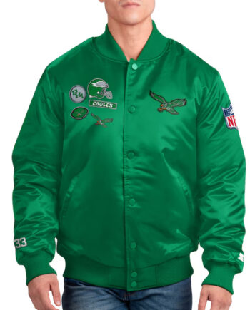 Philadelphia Eagles Kelly Green Varsity Satin Jacket - Modajacket