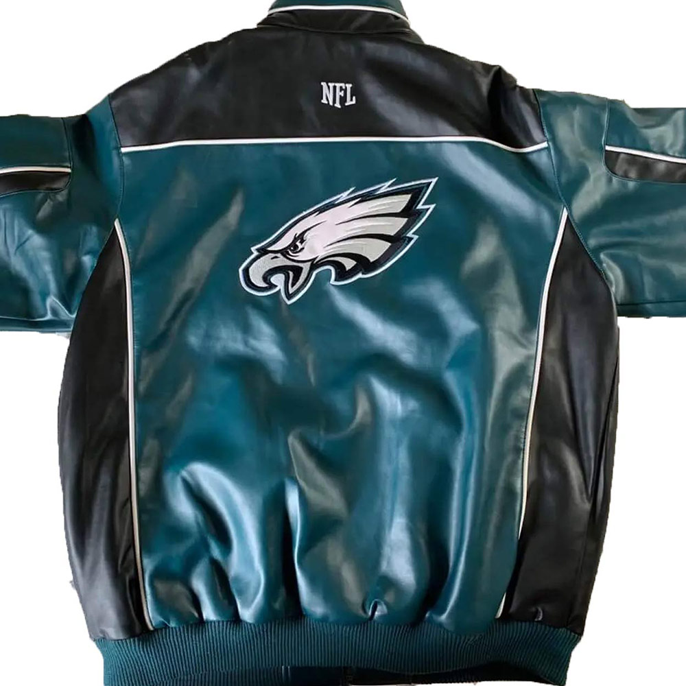 Philadelphia Eagles Green and Black Leather Jacket 2 Philadelphia Eagles Green and Black Leather Jacket