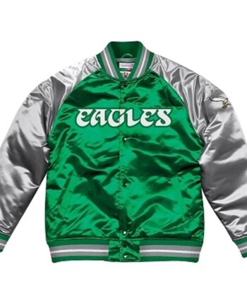 Philadelphia Eagles Green and Silver Varsity Satin Jacket - Modajacket