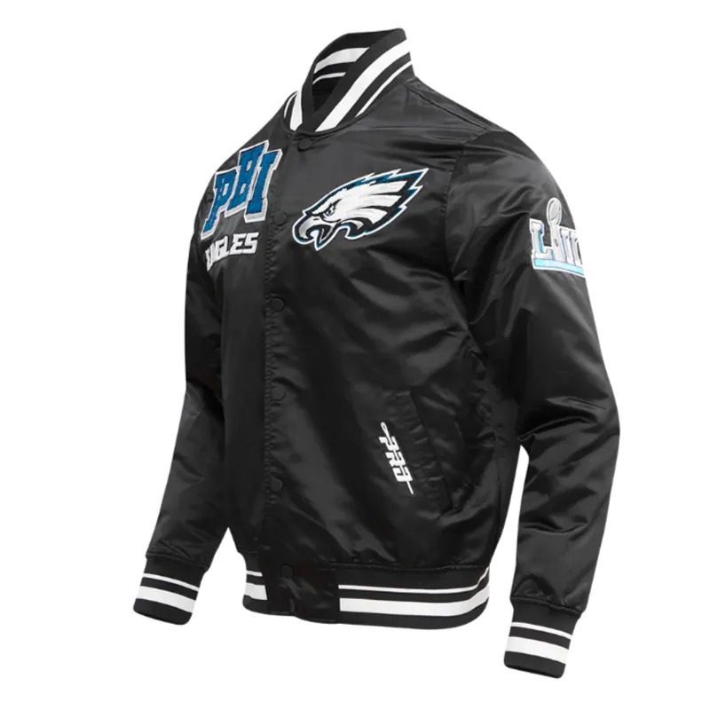 Philadelphia Eagles Mashup Classic Rib Satin Jacket 3 Philadelphia Eagles Mashup Classic Rib Satin Jacket