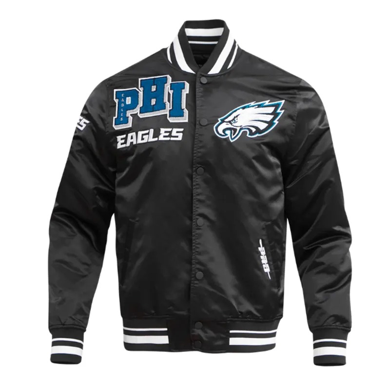 Philadelphia Eagles Mashup Classic Rib Satin Jacket 1 Philadelphia Eagles Mashup Classic Rib Satin Jacket - Modajacket