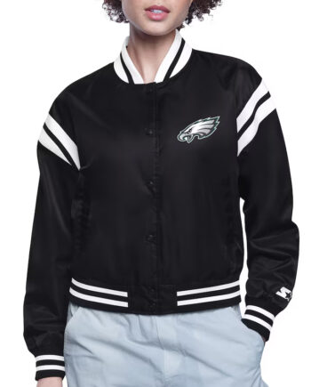 Philadelphia Eagles Printed Logo Varsity Satin Jacket - Modajacket