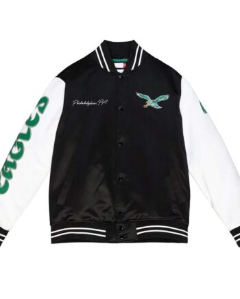Throwback 2-Tone Philadelphia Eagles Varsity Satin Jacket - Modajacket