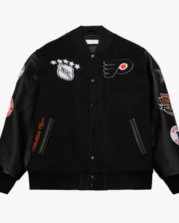 Philadelphia Flyers Black Out Team Logo Varsity Jacket - Modajacket