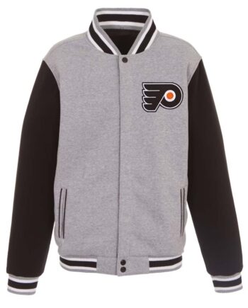 Philadelphia Flyers Gray and Black Varsity Wool Jacket - Modajacket