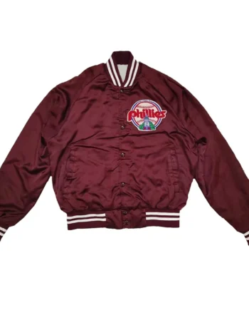 90s Philadelphia Phillies Maroon Satin Jacket - Modajacket