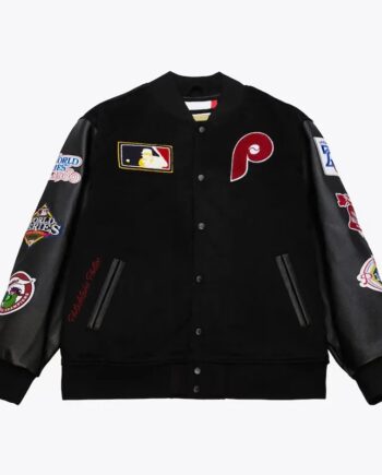 Philadelphia Phillies Black Out Vintage Logo Varsity Jacket - Modajacket