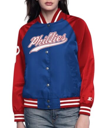 Royal/Red Philadelphia Phillies Home Run Varsity Satin Jacket - Modajacket
