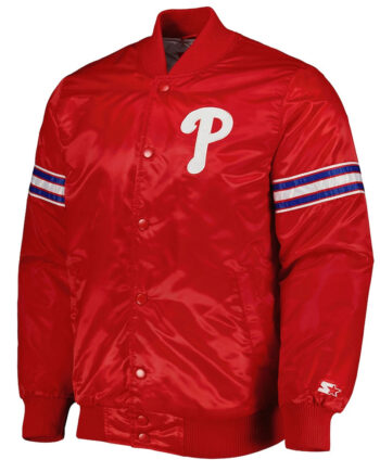 Pick & Roll Philadelphia Phillies Varsity Red Satin Jacket - Modajacket