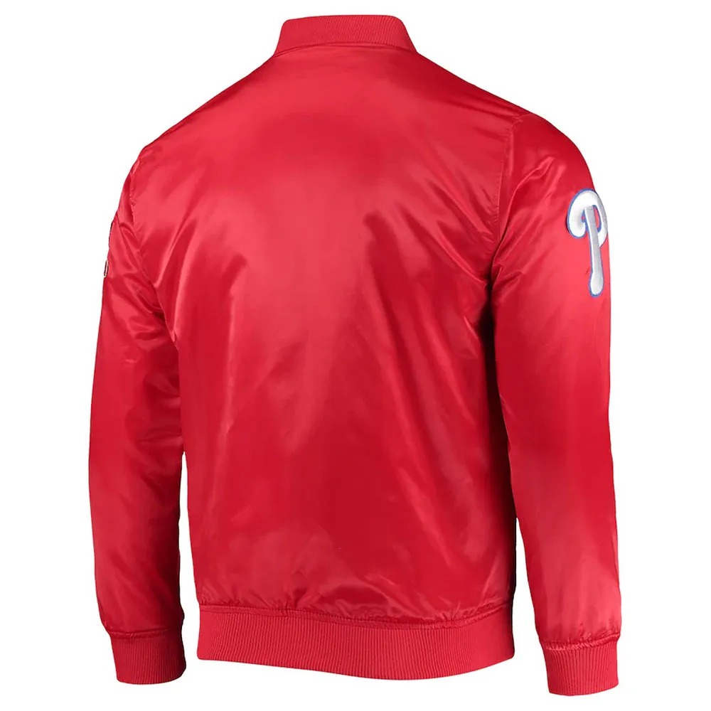 Philadelphia Phillies Wordmark Satin Red Full-Snap Jacket 2 Philadelphia Phillies Wordmark Satin Red Full-Snap Jacket