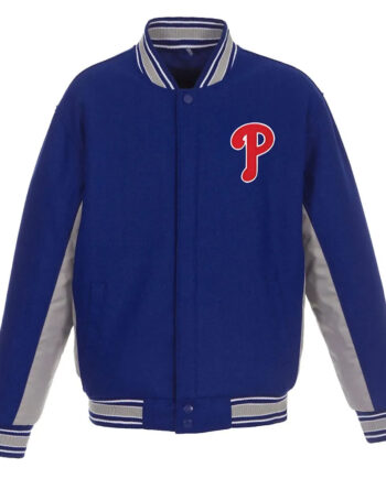 Accent Philadelphia Phillies Blue and Gray Varsity Jacket - Modajacket