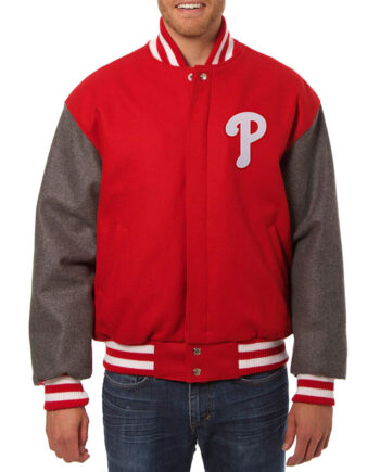 Varsity Philadelphia Phillies Red and Charcoal Jacket - Modajacket