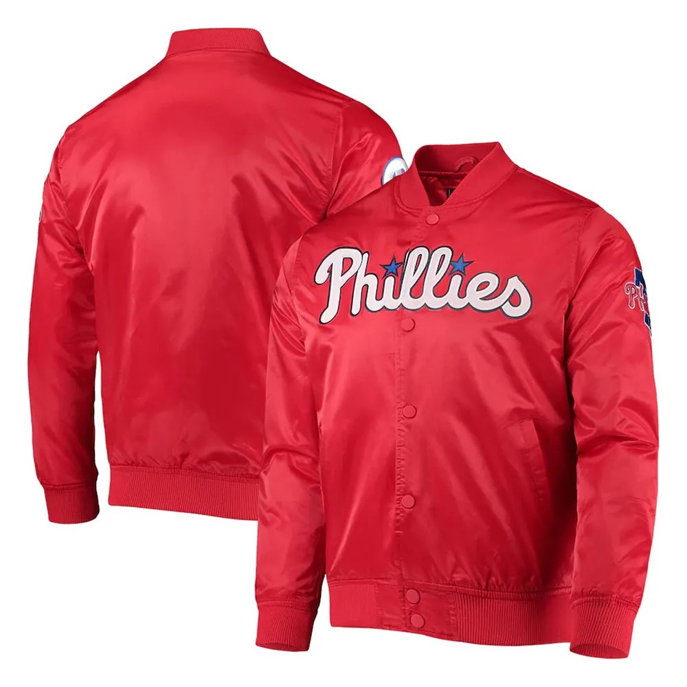 Philadelphia Phillies Wordmark Satin Red Full-Snap Jacket 3 Philadelphia Phillies Wordmark Satin Red Full-Snap Jacket