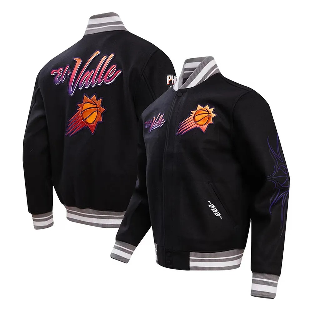 Phoenix Suns 2023/24 City Edition Black Varsity Jacket 3 Phoenix Suns 2023/24 City Edition Black Varsity Jacket