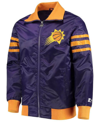 Purple The Captain II Phoenix Suns Varsity Satin Jacket - Modajacket