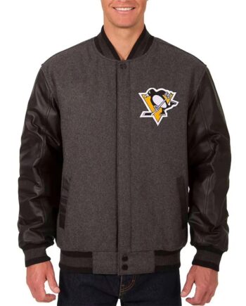 Pittsburgh Penguins Charcoal and Black Varsity Jacket - Modajacket